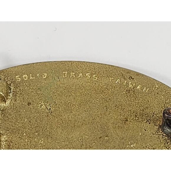 Belt Buckle Solid Brass Oval Engraved 3 1/2" I Never Get Lost" Accessories Vtg - Picture 8 of 9